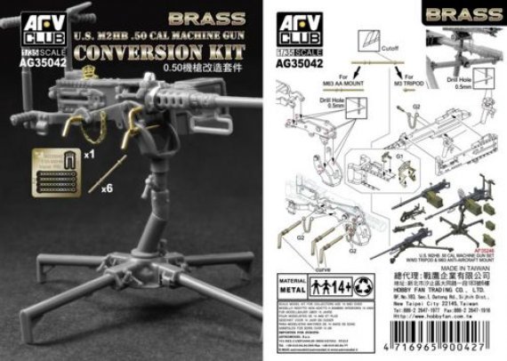 1/35 Scale M2HB .50 Cal Machine Gun Brass Conversion Kit
