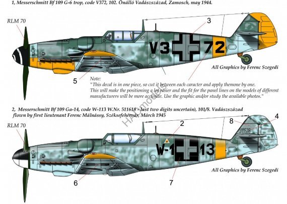 1/72 Decal Messers. Bf 109 G-6 Trop/G-14