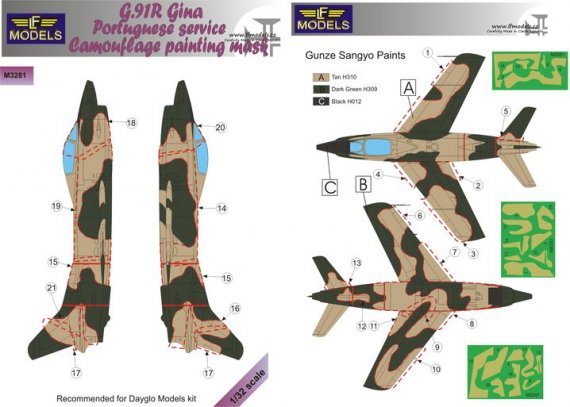 1/32 Mask G.91R Gina Portuguese service Camouflage
