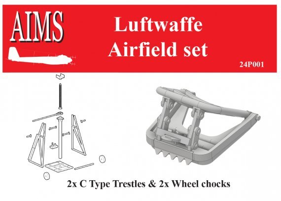 1/24 Luftwaffe airfield set 2x Type C Trestle and 2x Wheel Chock