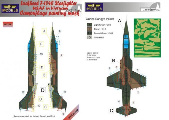 1/72 Mask F-104C USAF in Vietnam Camouflage painting