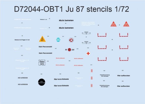 1/72 Decals Ju 87 stencils