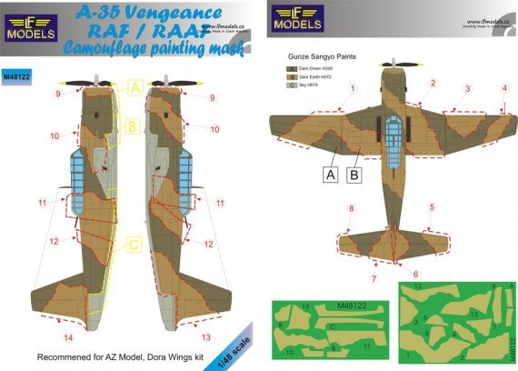 1/48 A-35 Vengeance RAF/RAAF Camouflage mask