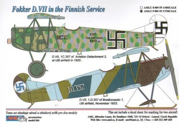 1/72 Masks for Fokker D.VII in the Finnish Service