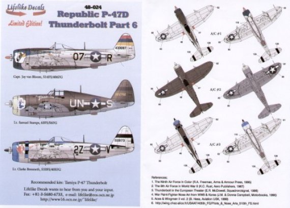 Lifelike 1/48 P-47D Thunderbolt Noseart 3 Razorback