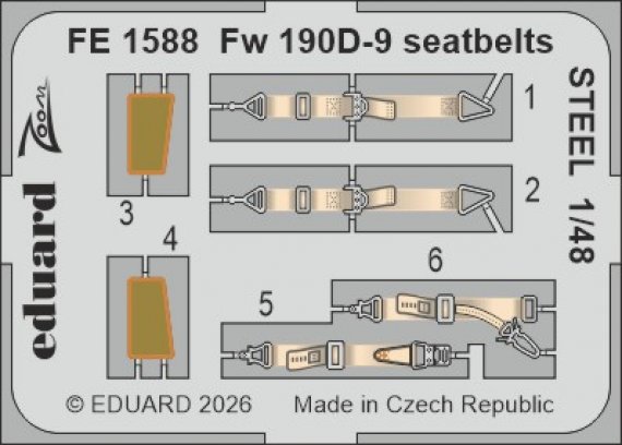 EDUARD 1/48 Ceintures Fw 190D-9 Acier pour Miniart