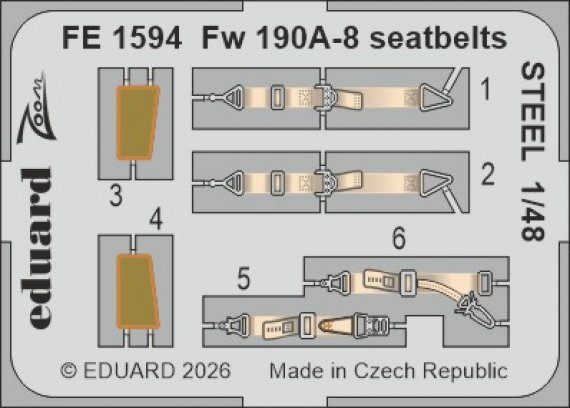 Eduard Cinture di sicurezza acciaio Fw 190A-8 1/48 Hobby Boss