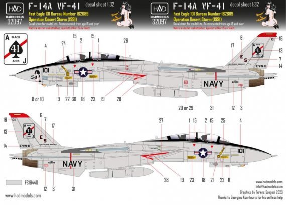 1/32 Decal F-14A VF-41 Desert Storm