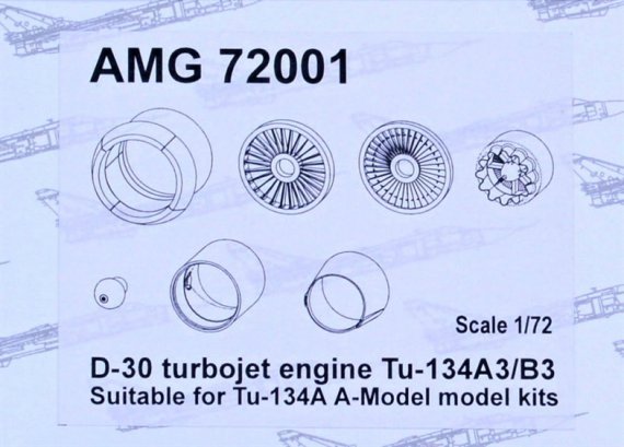 1/72 D-30 turbojet engine for Tu-134A3/B3