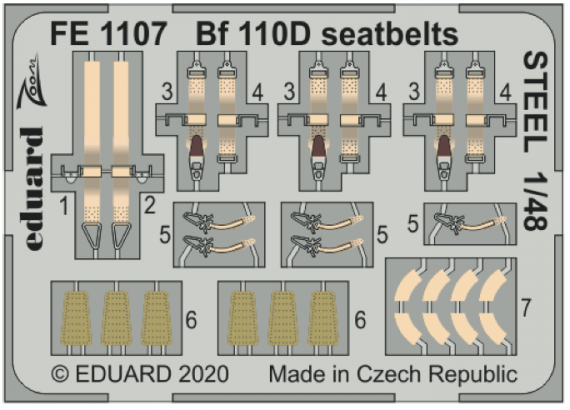 1/48 Bf 110D seatbelts STEEL