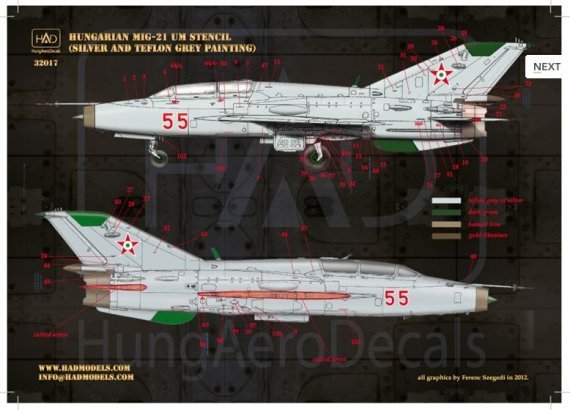 1/32 Decal MiG 21 MF/UM (silver, Hung. Stencils)