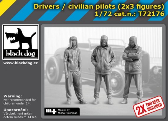 1/72 Drivers / civilian pilots 2 sets of 3 figures