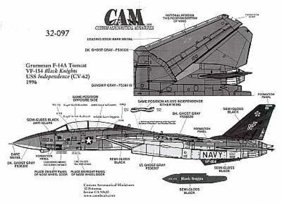 Cam Decals 1/32 F-14A Tomcat VF-154 Black Knights 1996