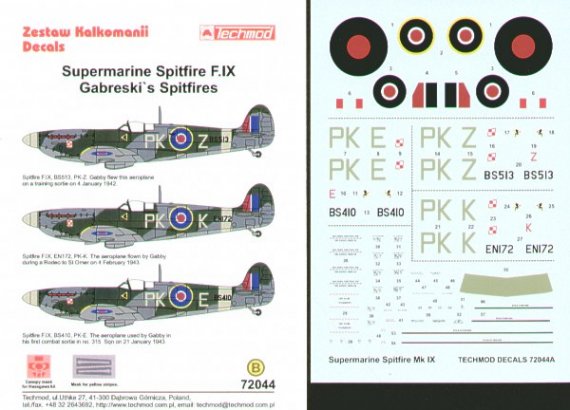 Techmod Decals Spitfire Mk.IX Gabreski 1/72