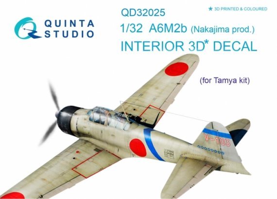 1/32 Mitsubishi A6M2b Zero 3D-Printed & coloured Interior