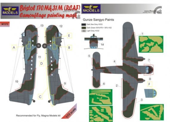 1/72 Bristol 170 Freighter Mk.31 Camouflage Pattern Paint Masks