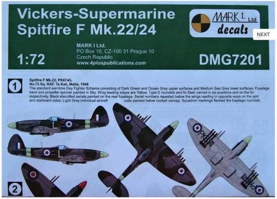 1/72 Decals Vickers-Supermar.Spitfire F Mk.22/24