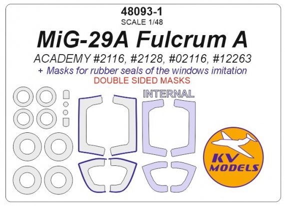 1/48 Mikoyan MiG-29A Fulcrum A double-sided masks for Academy