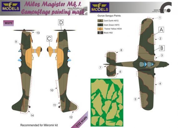 1/32 Mask Miles Magister Mk.I Camouflage pattern