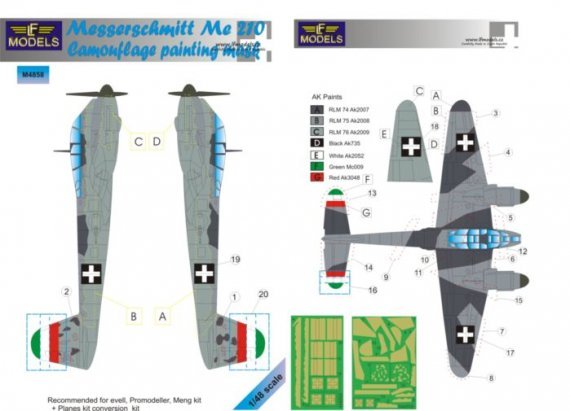 1/48 Mask Messerschmitt Me 210 Camouflage painting