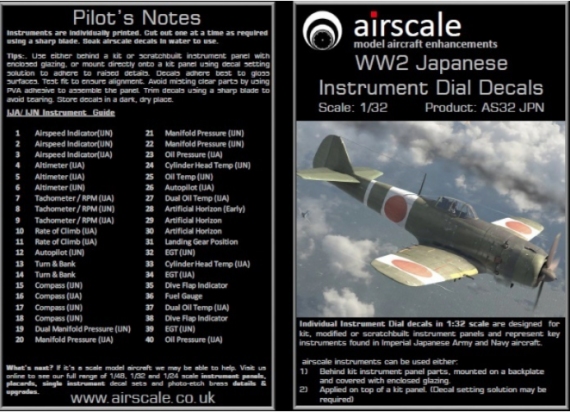 1/32 WWII Japanese Cockpit Instrument Decal