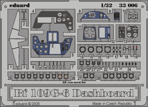 Bf 109G-6 dashboard  1/32  (HAS)