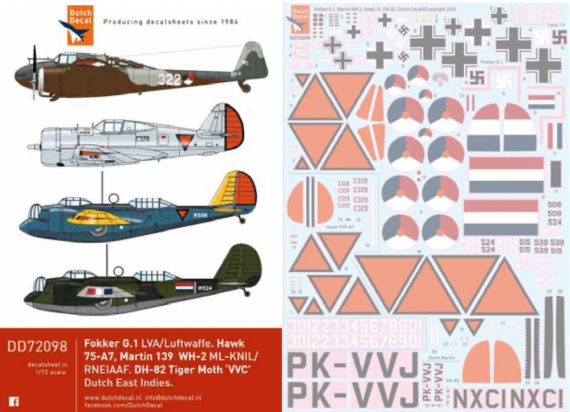 1/72 Dutch East Indies various aircraft decals