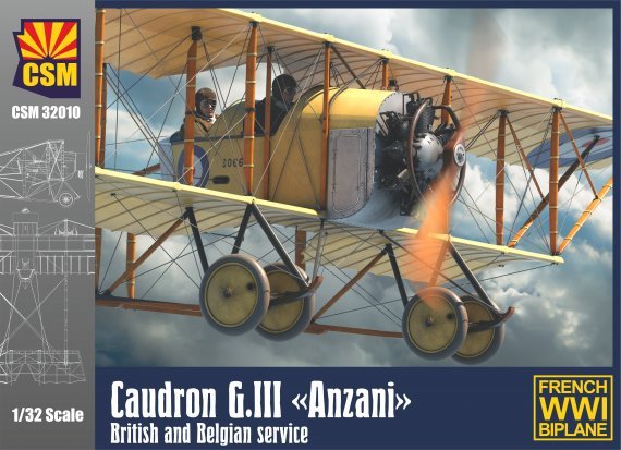 1/32 Caudron G.III Anzani, British and Belgian service.