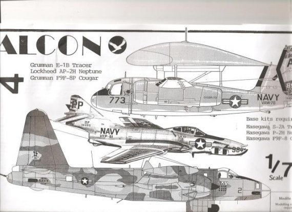 Falcon 1/72 E-1 Tracer / F9F-8P Cougar / AP-2H Neptune Vacform