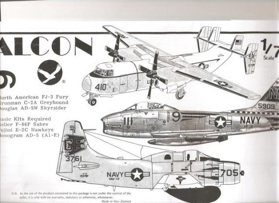 Falcon 1/72 C-2A Greyhound, AD-5W Skyraider, FJ-3 Fury