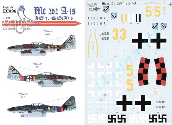 Eagle Cal D�cals Me-262A-1 1/32 III/JG7 KGJ 6/7