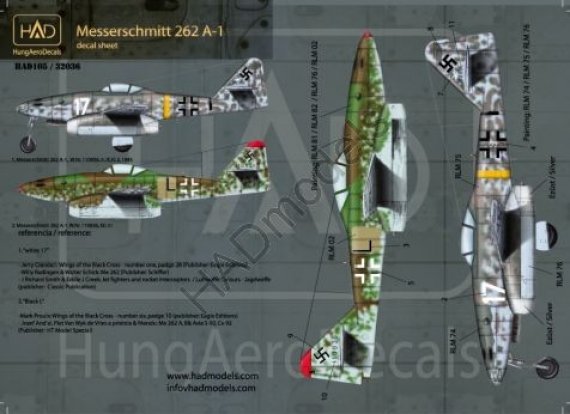 1/32 Decal Me 262 A-1 (Luftw. black L, white 17)