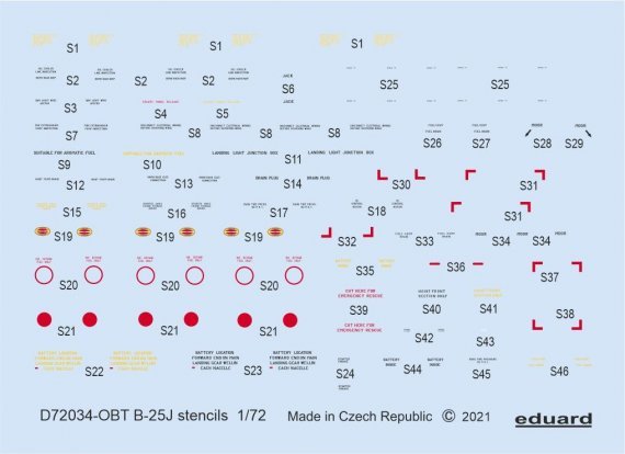 1/72 Decals B-25J stencils
