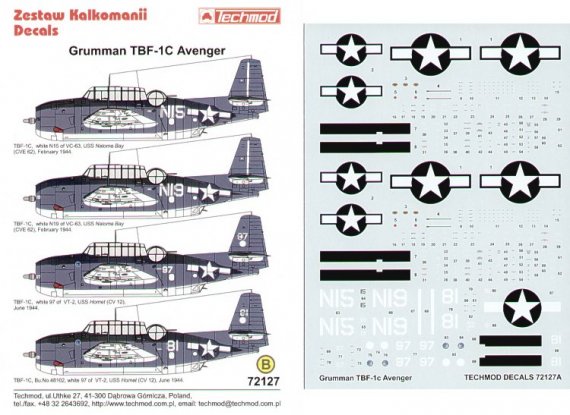 Techmod D�calcomanies TBF-1C Avenger 1/72
