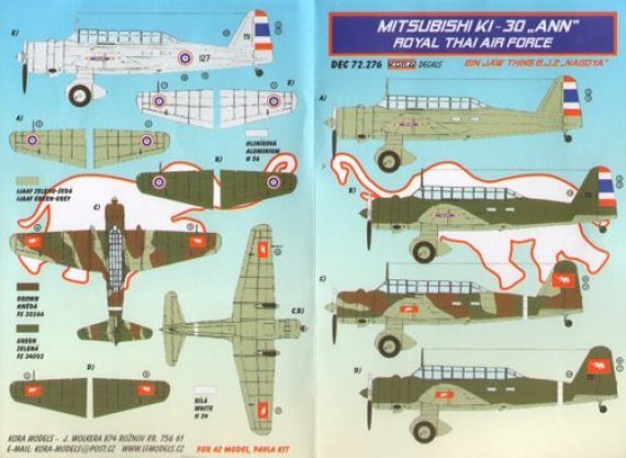1/72 Decals Mitsubishi Ki-30 ANN (Royal Thai AF)