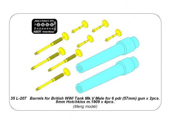 1/35 Barrels for British WWI Tank Mk.V