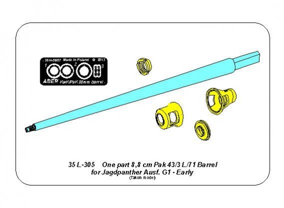 1/35 German 8,8cm One part Pak 43/3 L/71 barrel for Jagdpanther
