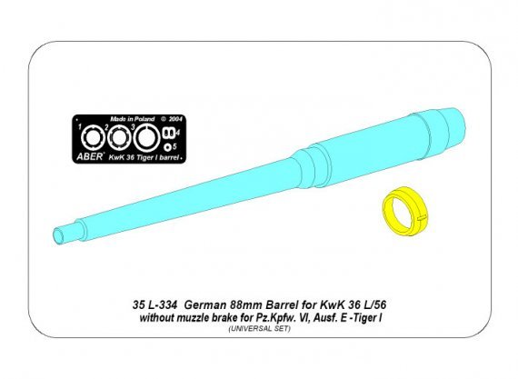 1/35 Pz.Kpfw.VI Tiger Ausf.E 88mm Barrel without muzzle brake