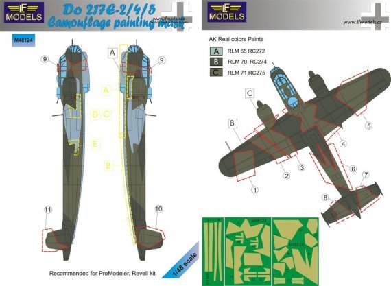 1/48 Do 217 E-2/4/5 Mask for Promodel & Revell