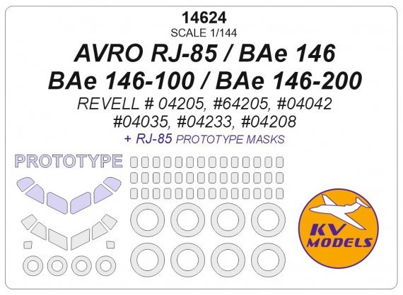 1/144 Avro RJ-85 / BAe 146 / BAe 146-100 / BAe 146-200 masks