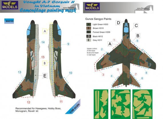 1/48 Mask A-7 Corsair II in Vietnam Camouflage paint.