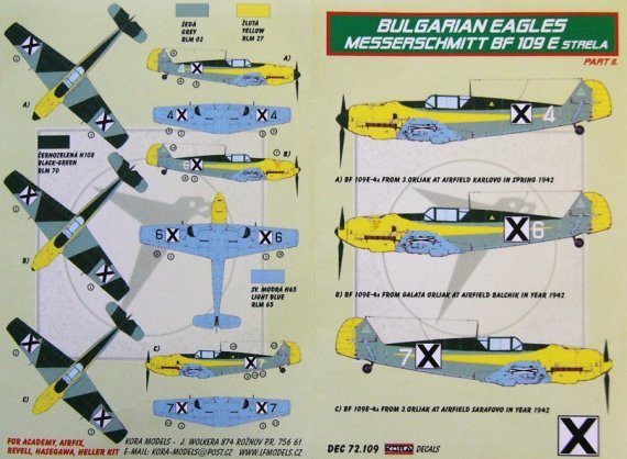 1/72 Decals Bf 109E Strela (Bulgarian Service II.)