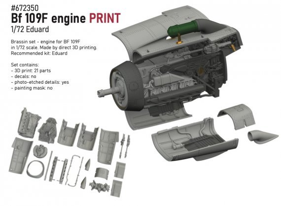 Brassin 1/72 Bf 109F engine for Eduard