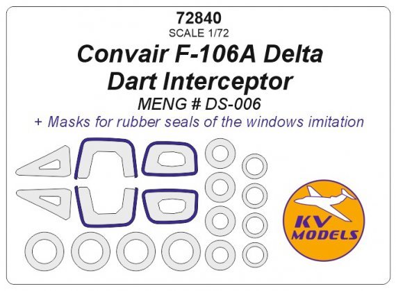 1/72 Convair F-106A Delta Dart Interceptor masks for Meng