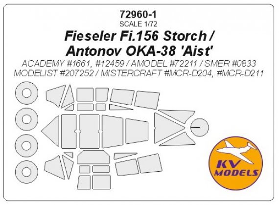 1/72 Fieseler Fi-156 Storch or Antonov OKA-38 Aist masks