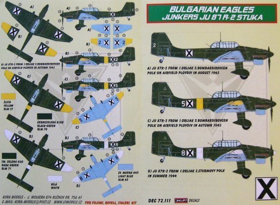 1/72 Decals Ju 87 R-2 Stuka (Bulgarian Service)