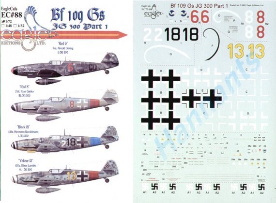 Eagle Cal 1/72 D�cals Bf-109G JG 300 Pt 1