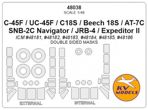 1/48 Beechcraft C-45, C18, AT-7, SNBC-2, JRB-4 masks