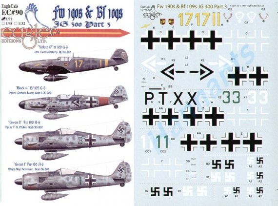 Eagle Cal D�cals 1/72 Bf-109G et Fw-190A-6 JG 300