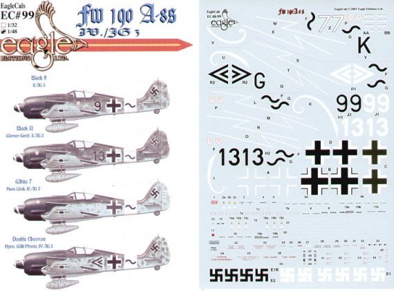 Eagle Cal 1/48 Decals Fw-190A-8/R IV./JG 3 Udet